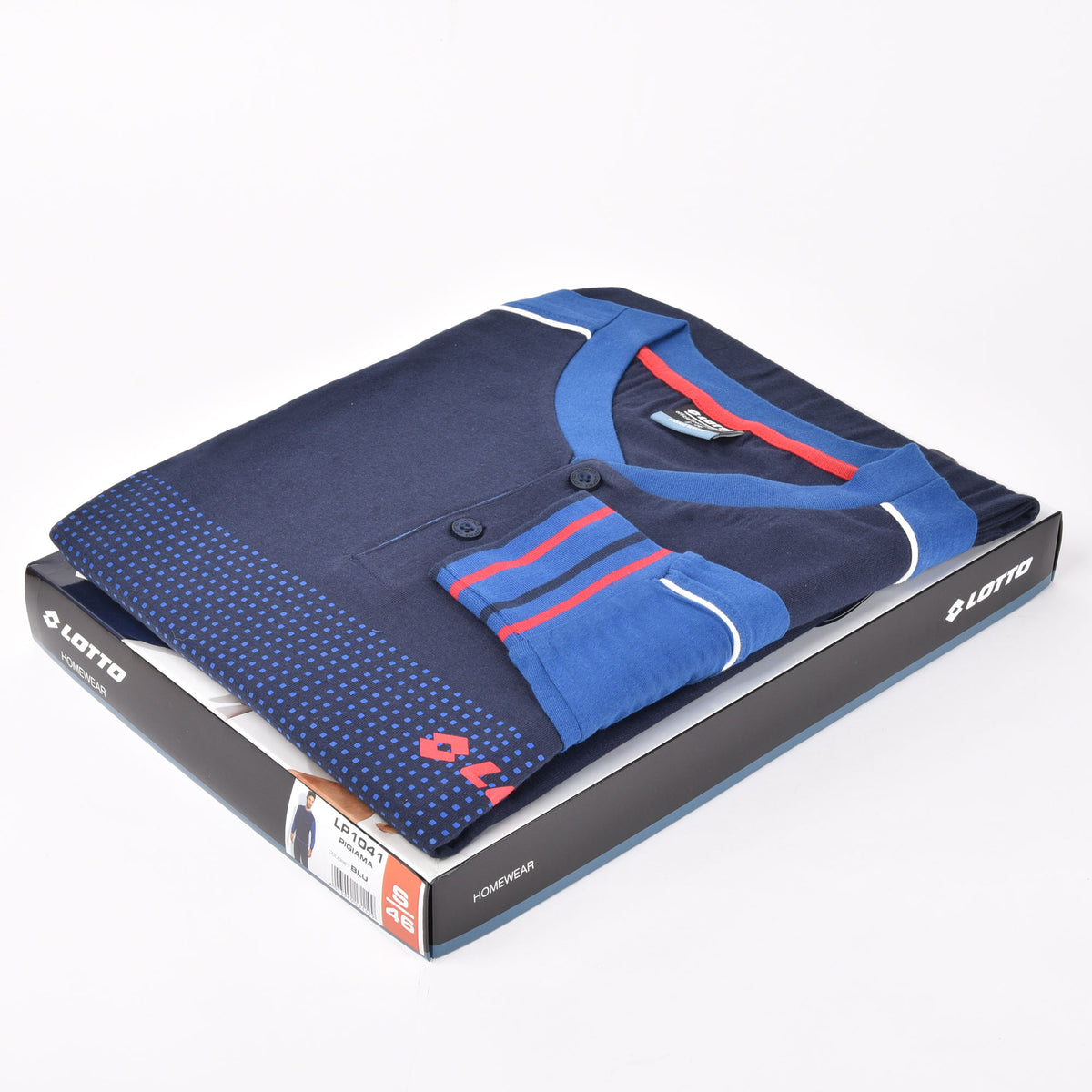 Pigiama uomo Lotto 100% cotone leggero blu rosso LP1041