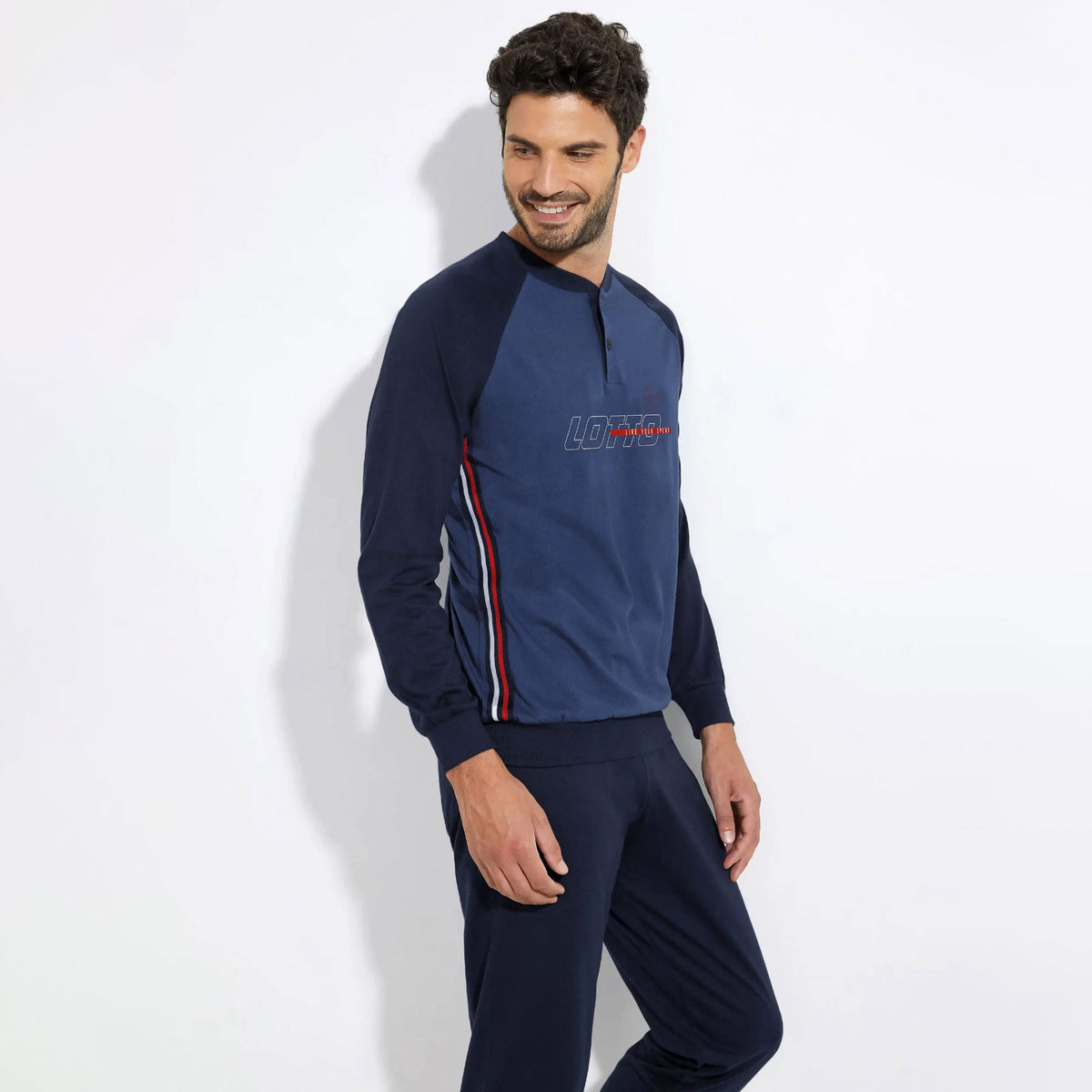 Pigiama uomo sportivo cotone leggero Lotto LP1042 jeans blu