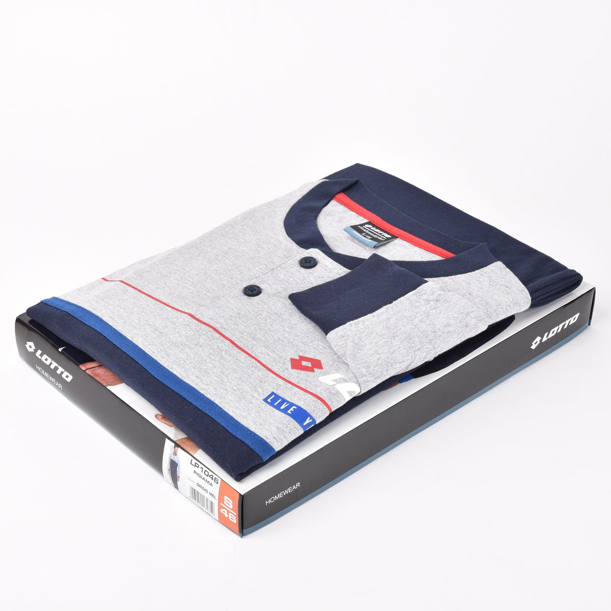 Pigiama uomo cotone leggero Lotto grigio blu LP1046