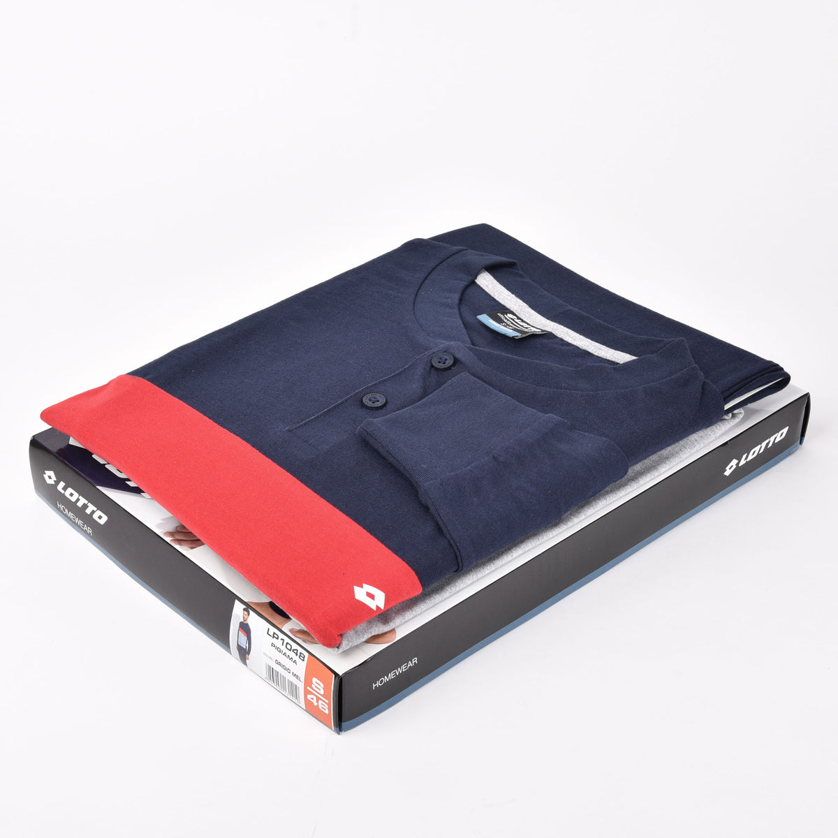 Pigiama uomo lungo con polsini cotone Lotto blu grigio LP1048
