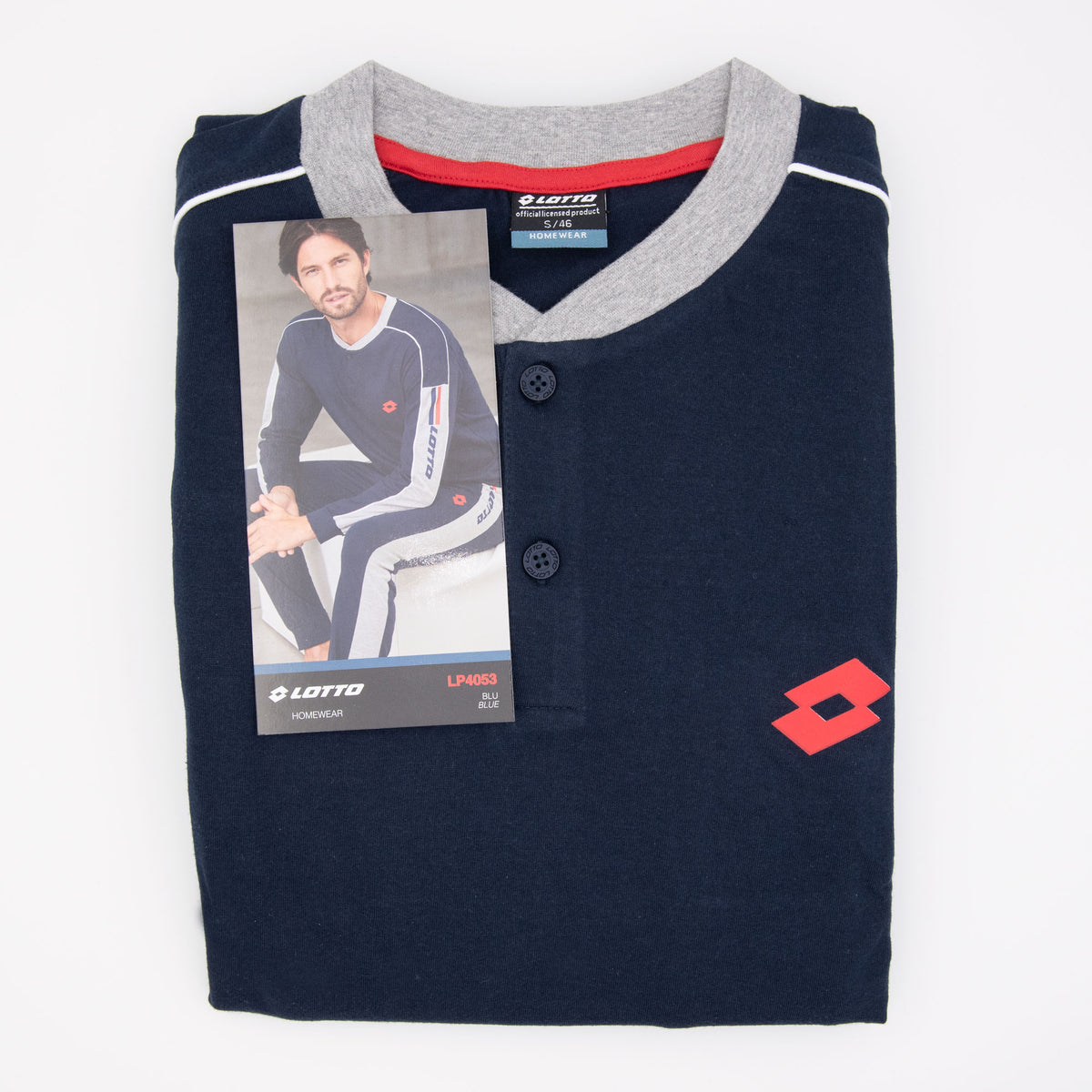 Pigiama uomo Lotto LP4053 cotone blu manica lunga