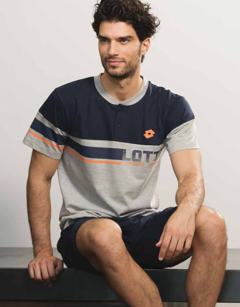 Pigiama uomo estivo Lotto lp5024 corto in cotone grigio