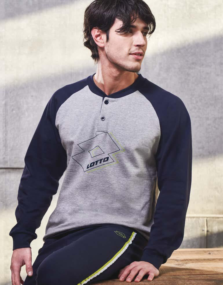 Pigiama uomo Lotto lp6036 grigio in cotone felpato stile tuta