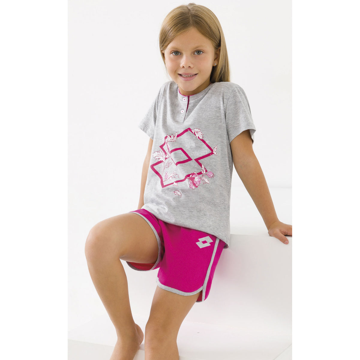 Pigiama bambina Lotto LP8038 corto in cotone grigio