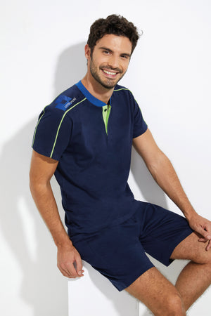 Pigiama uomo corto estivo blu Lotto LP1055