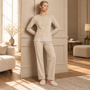 Pigiama donna in caldo cotone scollo serafino Lunatica 62112