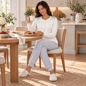 Pigiama donna scollo a serafino caldo cotone Lunatica 62126
