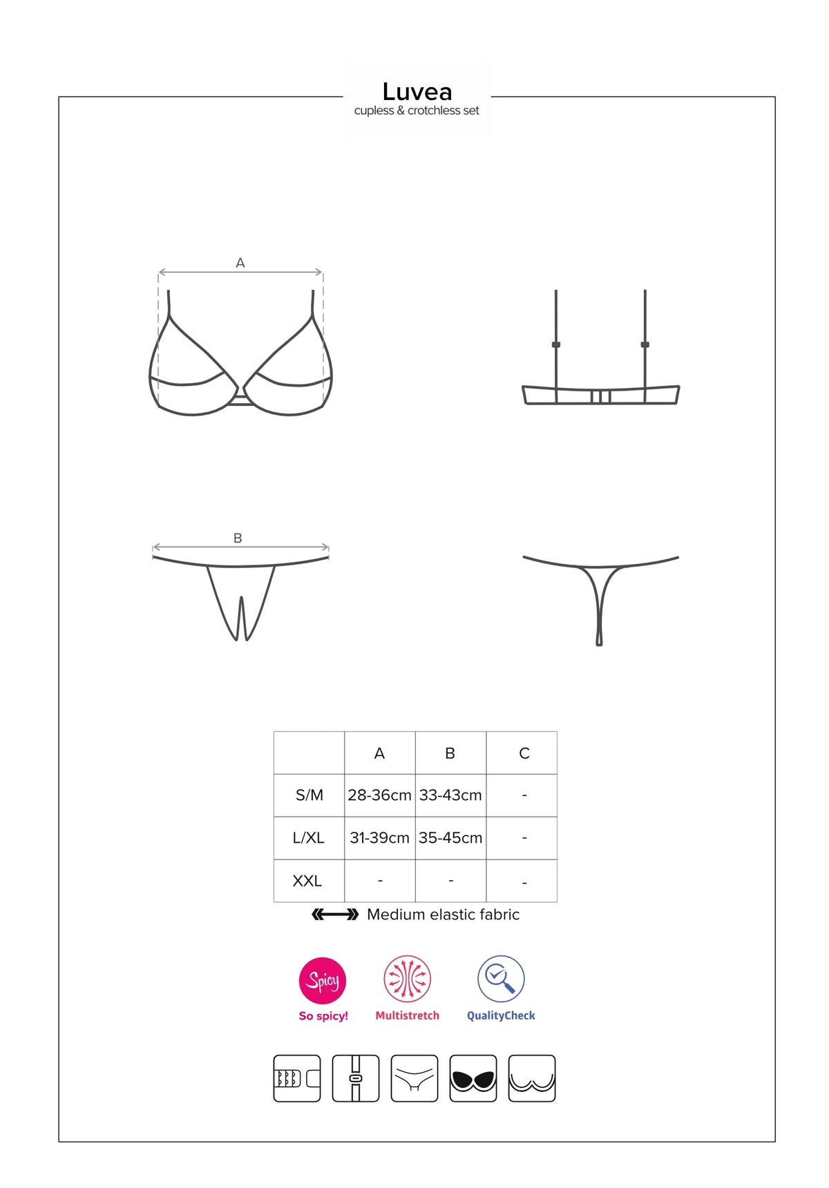 Sexy completino Obsessive Luvae Cupless Set Nero