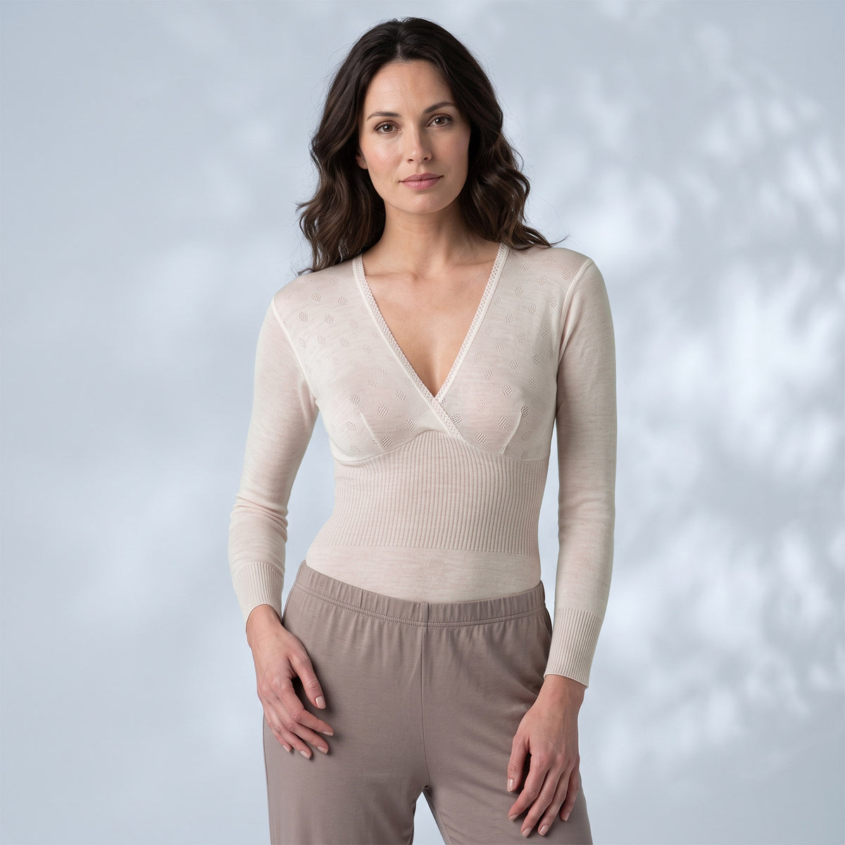 Maglia intima donna Liabel 016766 incrocio manica lunga 80% lana