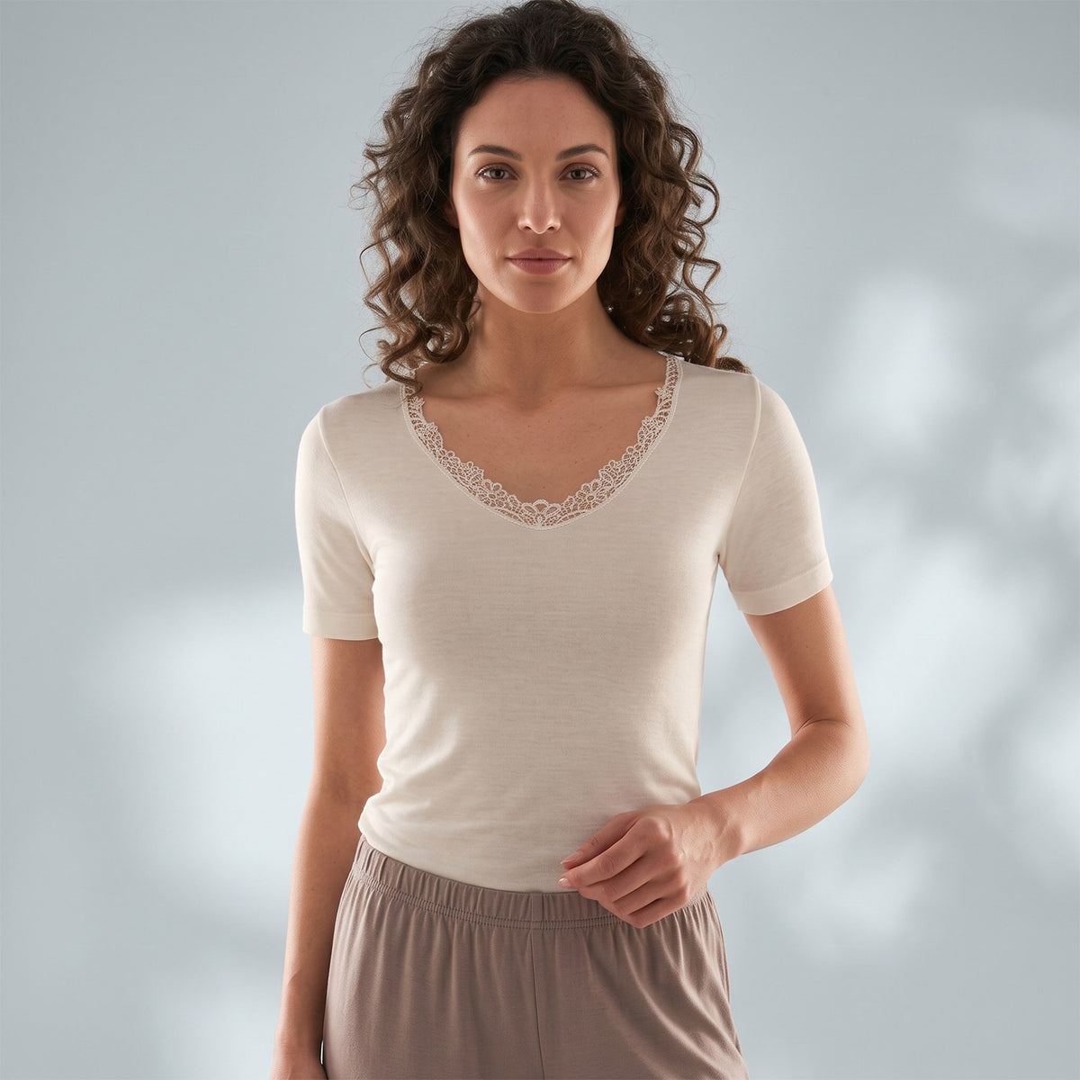 Maglia Intima Donna mezza manica pizzo floreale Liabel 053211036