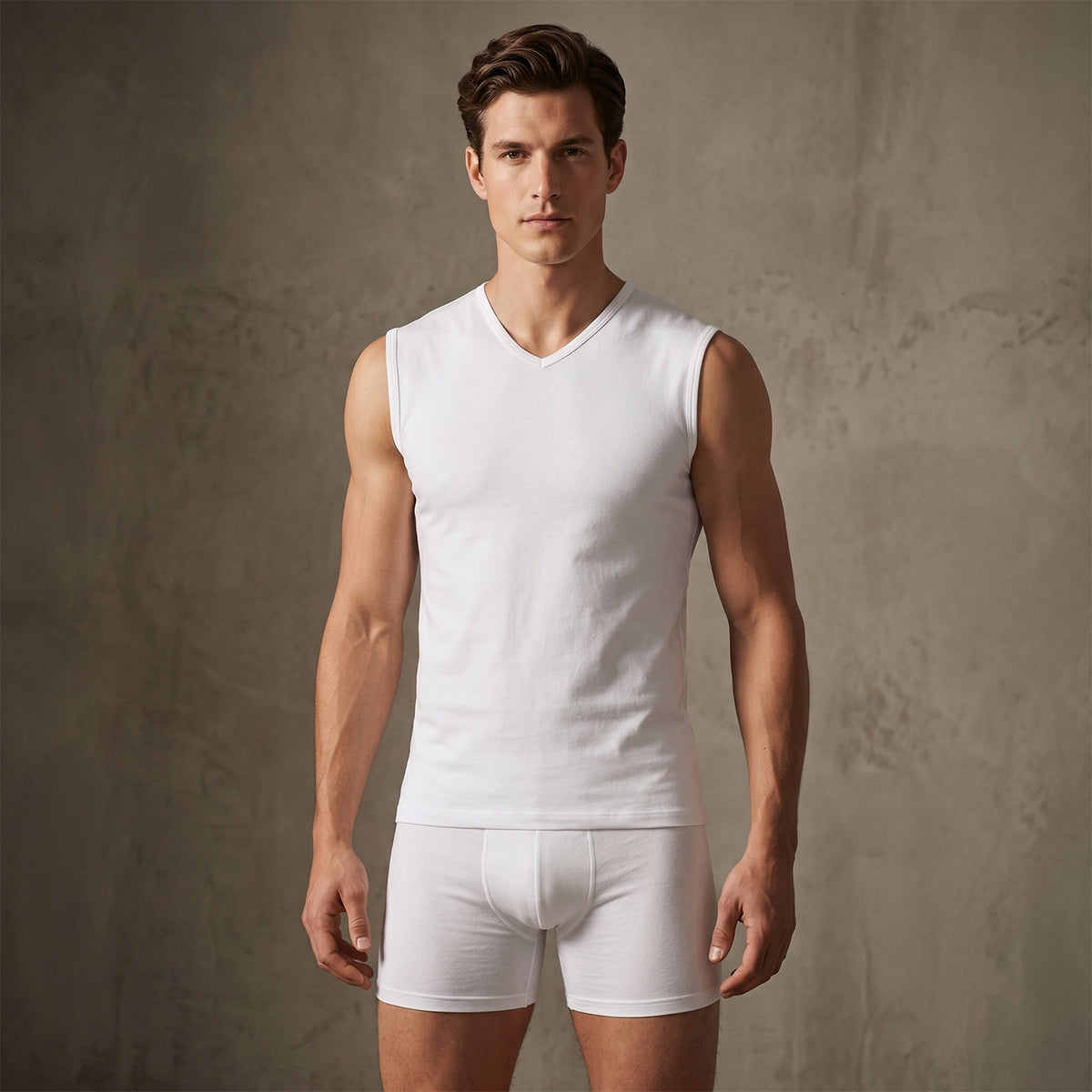 Maglia Rossoporpora CU005 smanicato a V in cotone 3 pz