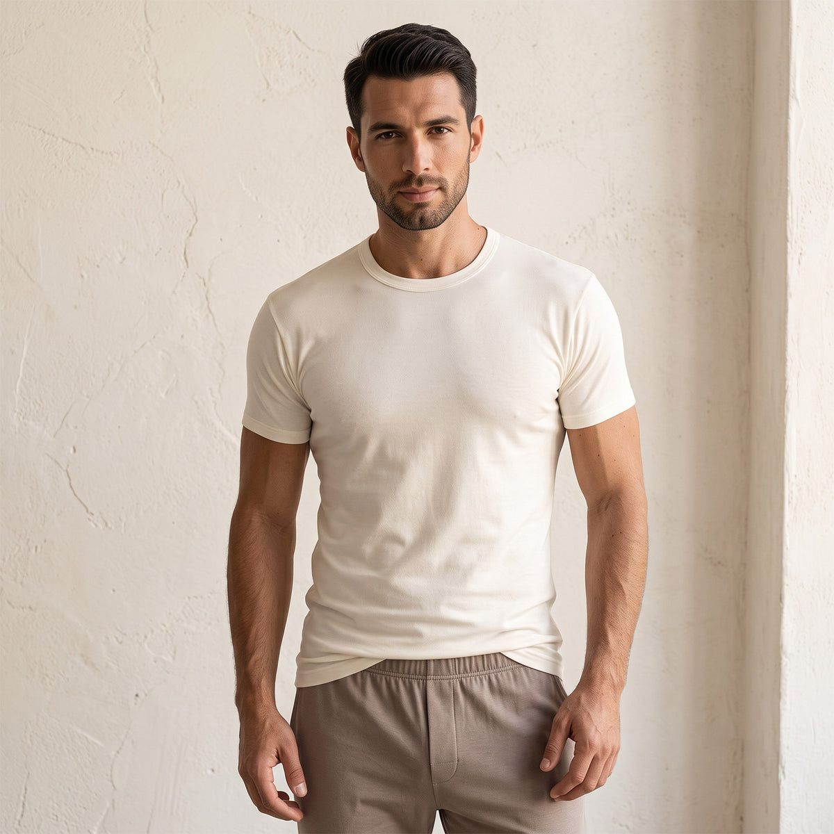 Maglia uomo Irge IRL1 cotone lana giro mezza manica 3 pz