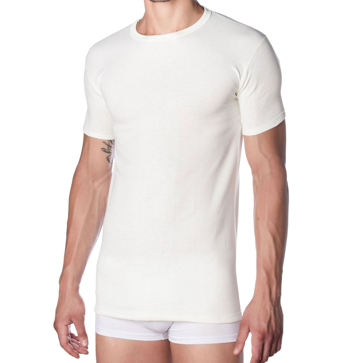Maglia OP32 intima uomo lana cotone mezza manica