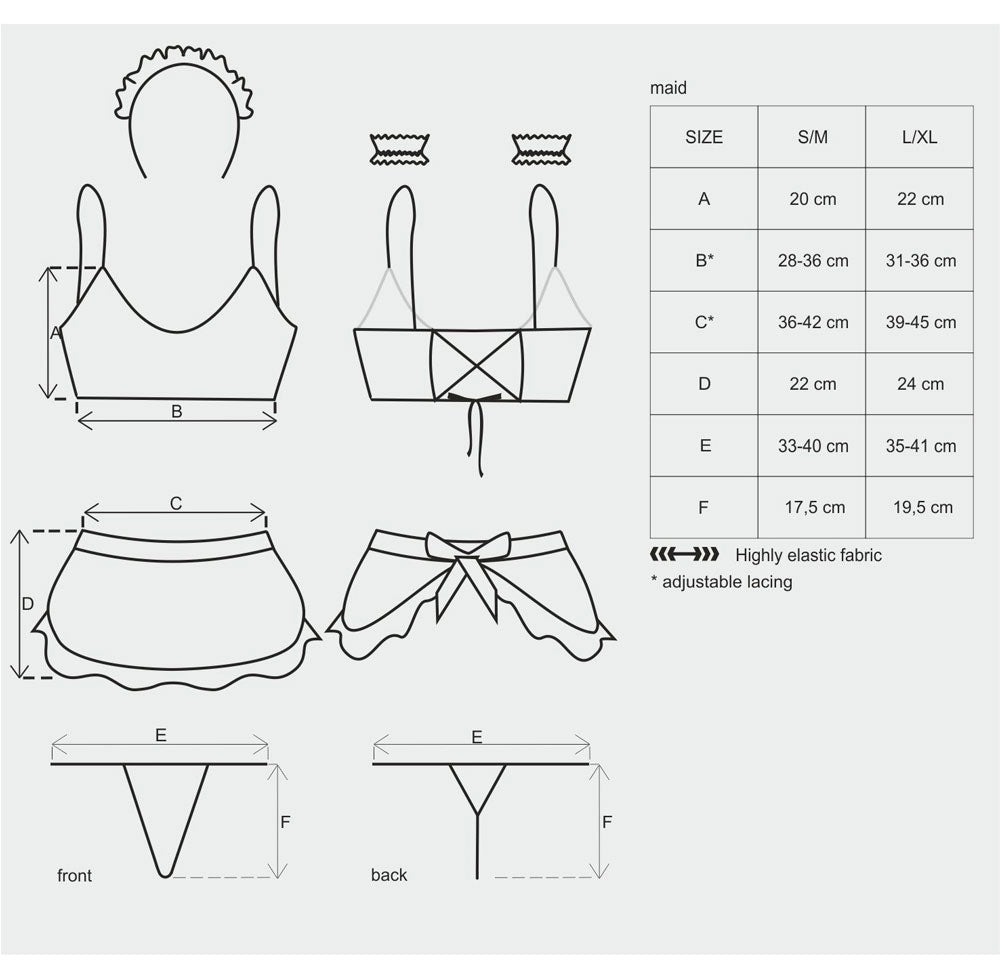 Completino sexy cameriera Obsessive maid in microfibra