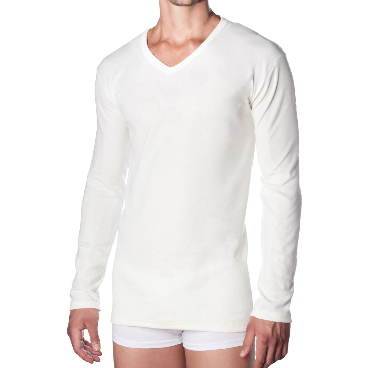 Maglia OP36 lana e cotone uomo manica lunga scollo a V