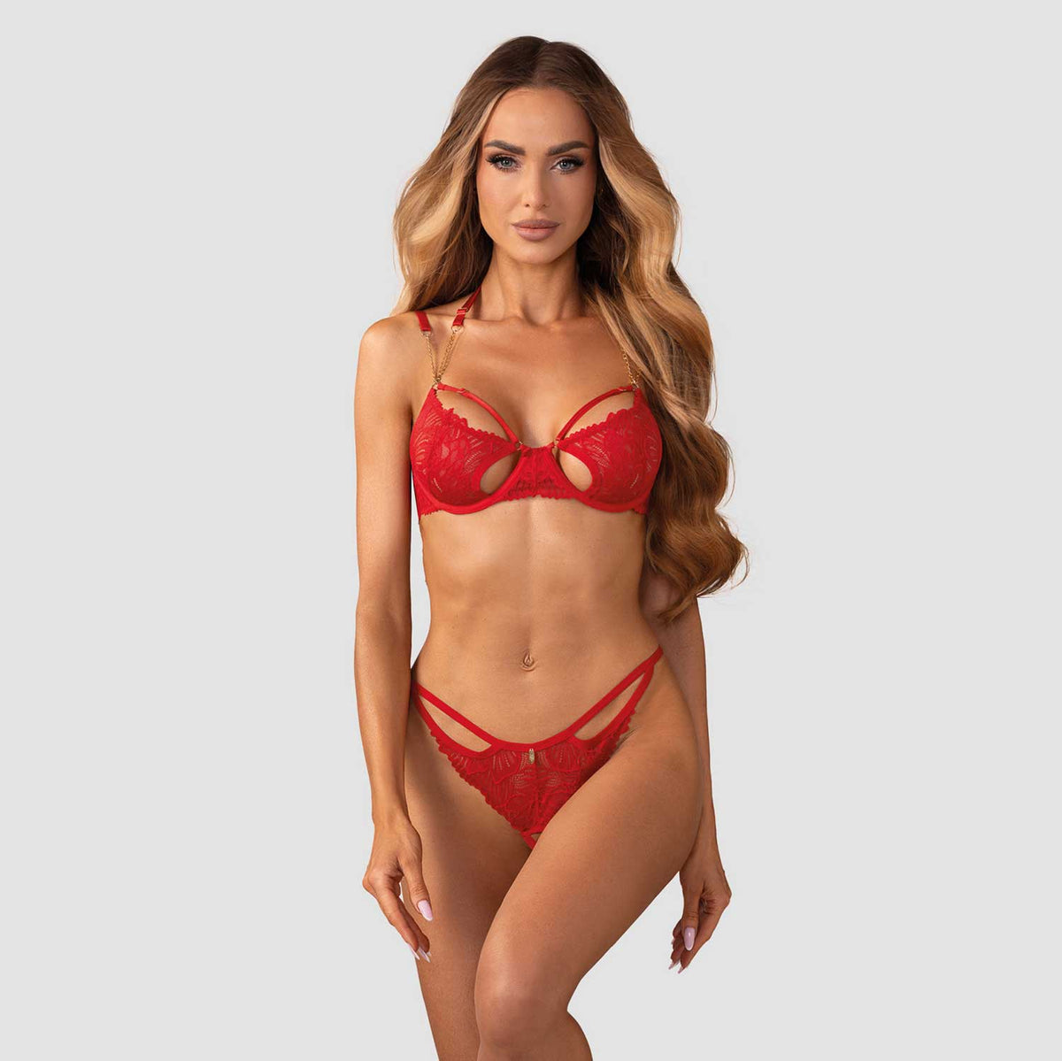Coordinato reggiseno e perizoma aperto Obsessive Matildea - 2pcs crotcheless