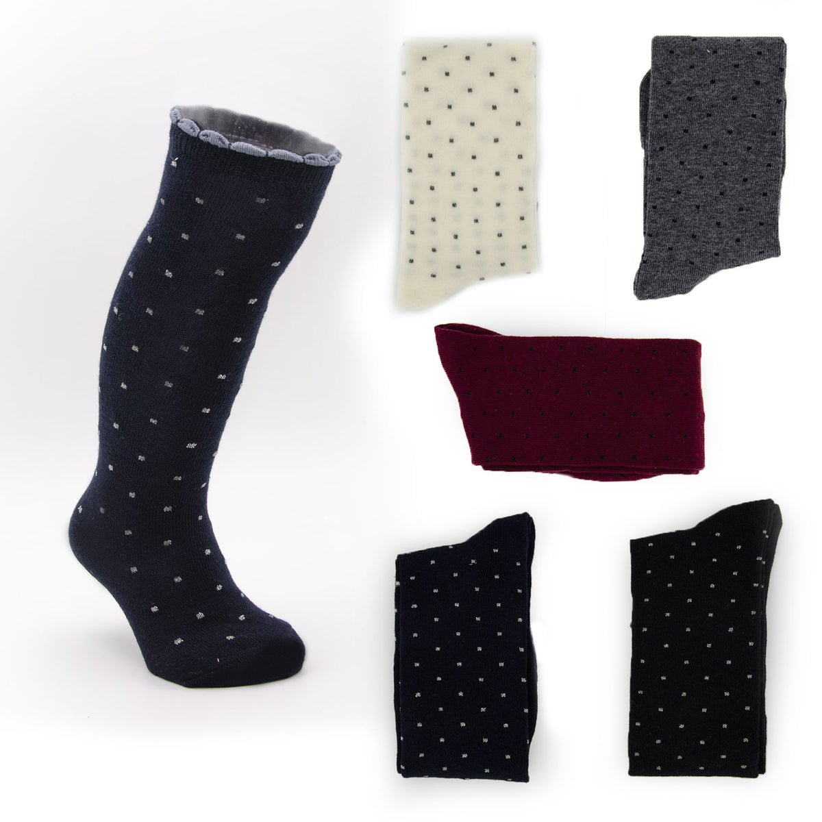 Calze lunghe bimba invernali Meritex 4584 caldo cotone pois 6 paia