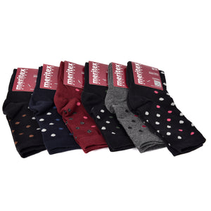 Calzini caldo cotone donna Meritex pois 3579 B 6 paia