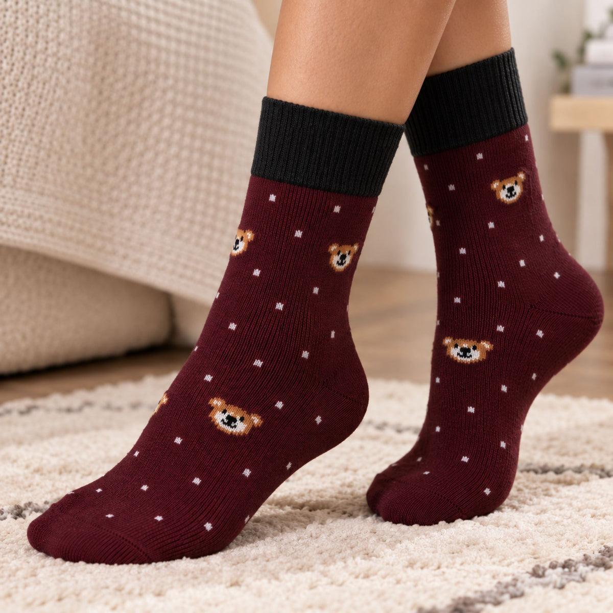 Calza donna in caldo cotone midi orsetti Meritex 4641 - 3 paia
