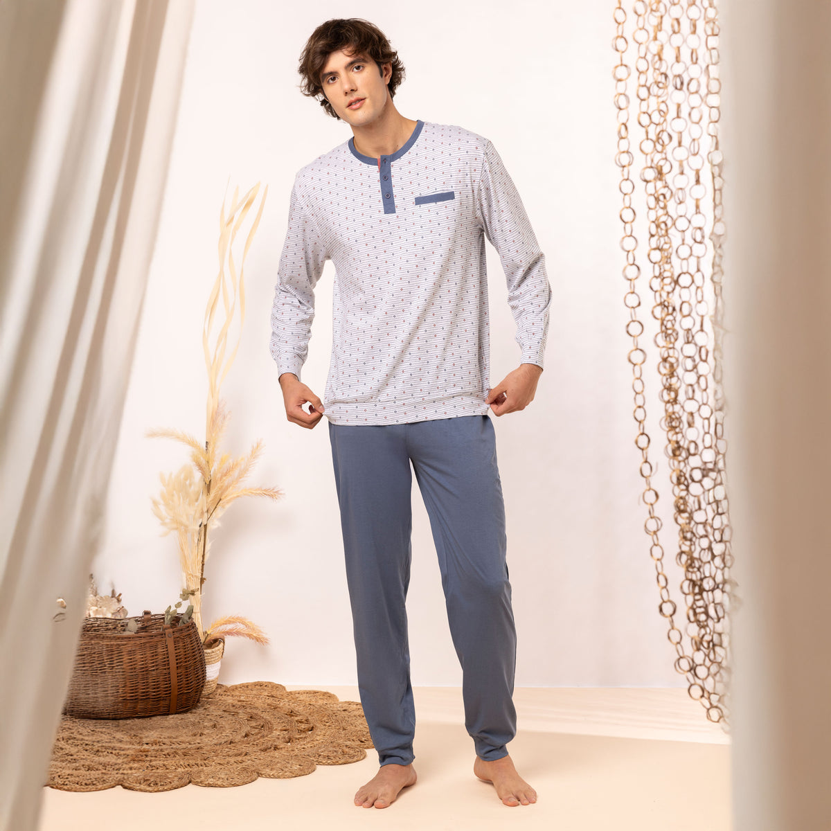 Pigiama Uomo 100% cotone fantasia palline Irge MIL2249