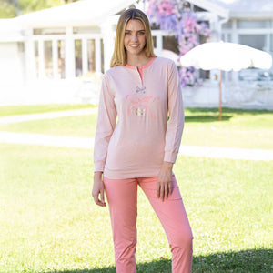 Pigiama donna con fiocchetto cotone primaverile Irge MII2606