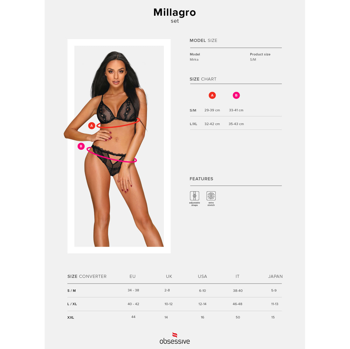 Sexy set reggiseno + mutandine Obsessive Millagro set 2 pcs