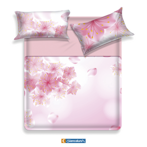 Lenzuola letto matrimoniale Biancaluna set lenzuola + due federe Dida fiori rosa