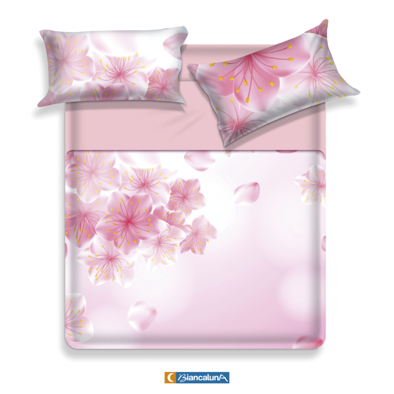 Lenzuola letto matrimoniale Biancaluna set lenzuola + due federe Dida fiori rosa