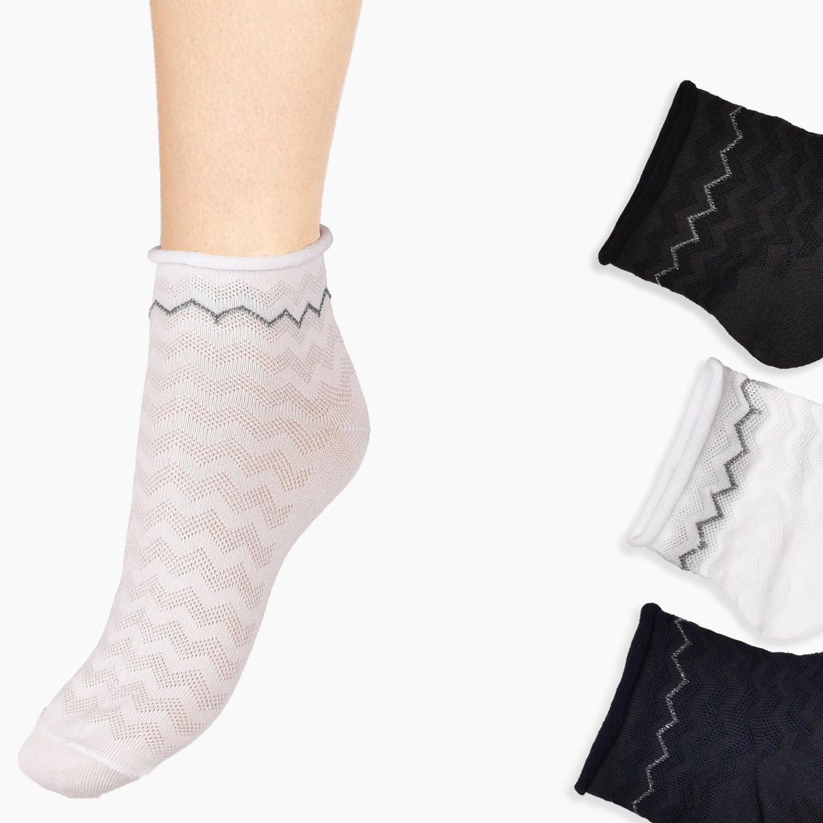 Calzini donna senza elastico charro Monia 69 var F lavorate cotone 3 paia