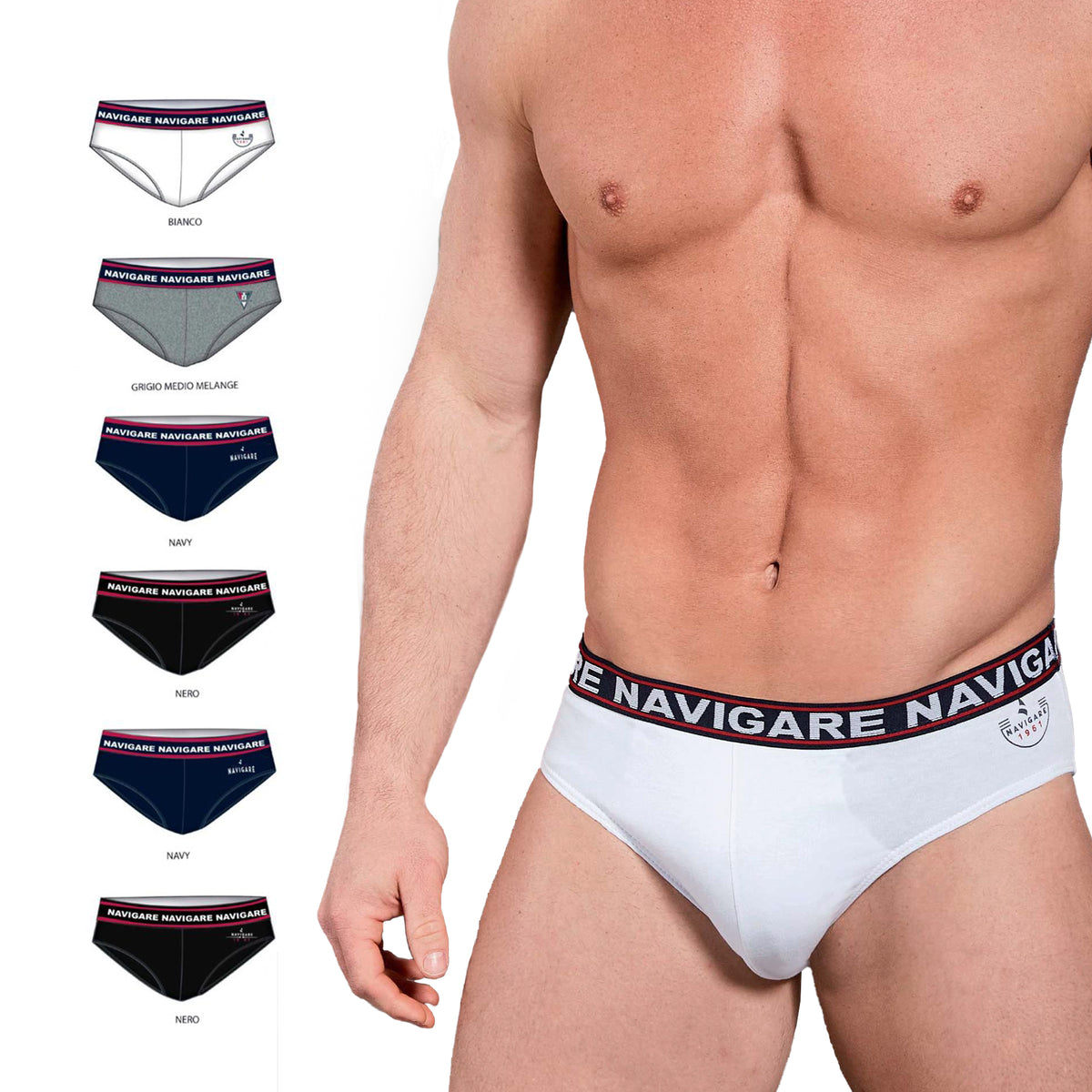 Slip uomo Navigare 324 cotone elasticizzato 6 pz