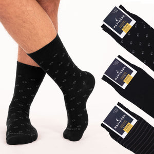 Calze corte uomo caldo cotone Navigare B2MS207 nero fantasia 3 pz