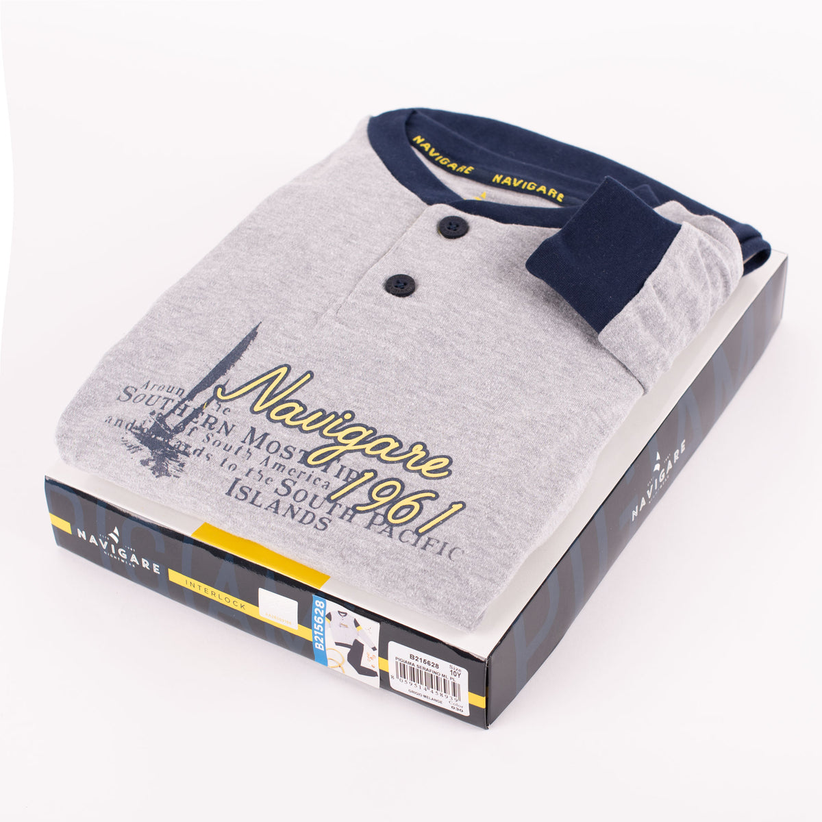 Pigiama bambino ragazzo Navigare 215628 caldo cotone grigio melange