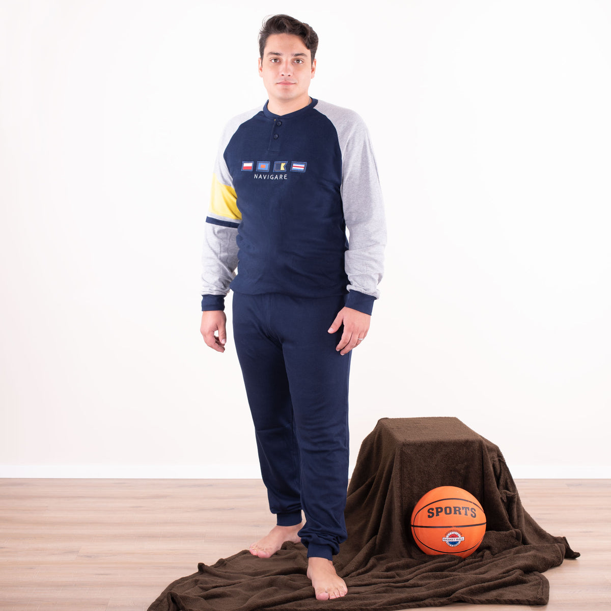 Pigiama uomo Navigare caldo cotone invernale 2141225 navy