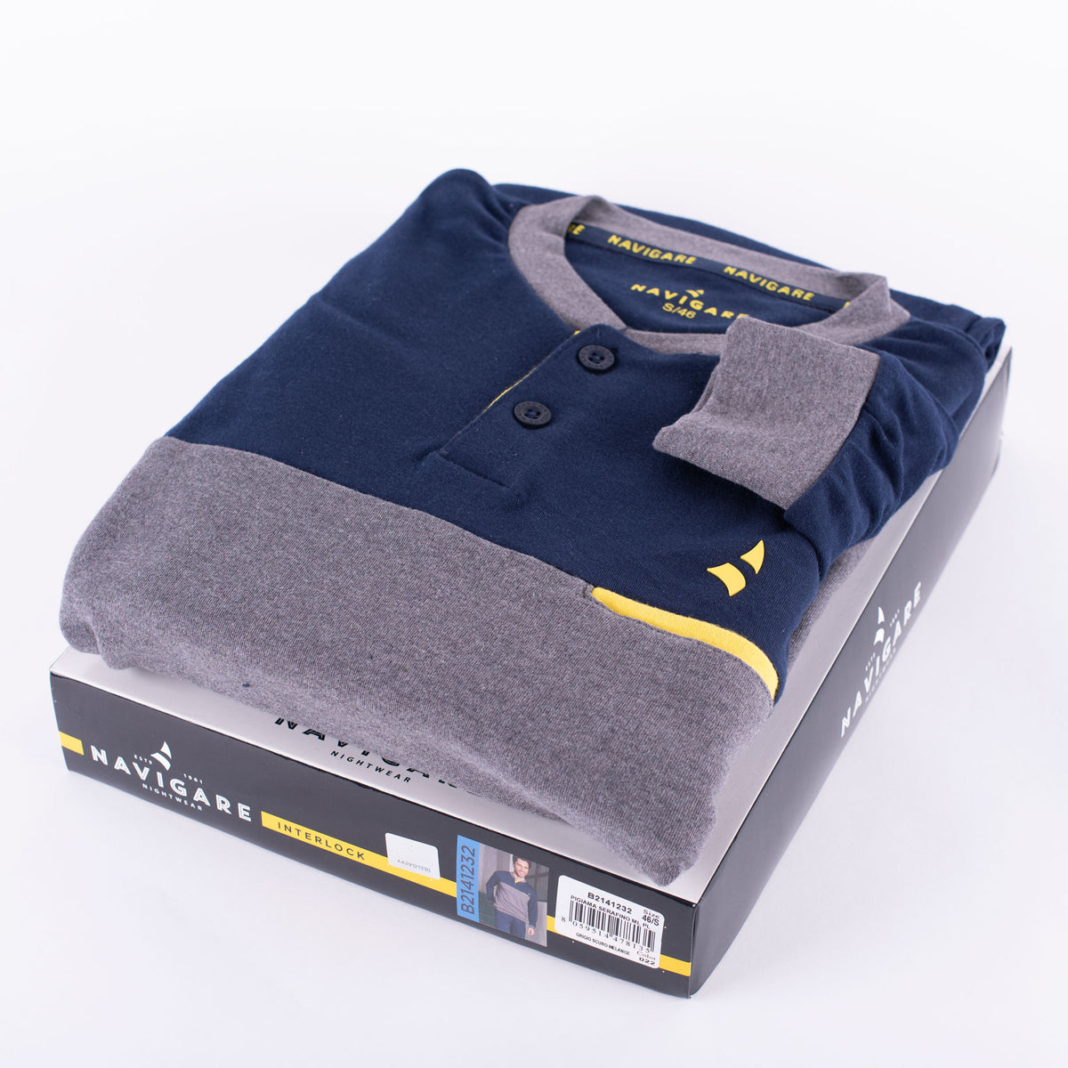 Pigiama uomo Navigare invernale caldo cotone 2141232 grigio