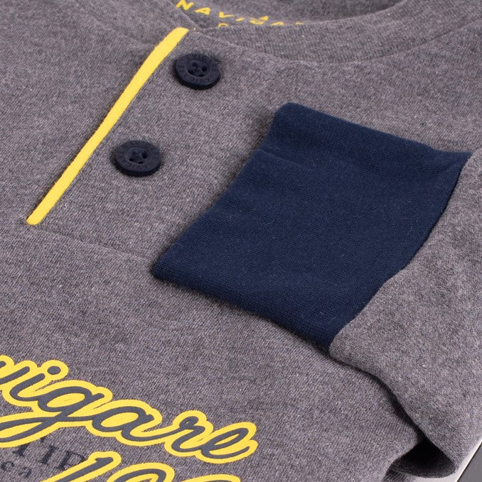 Pigiama uomo Navigare caldo cotone grigio blu 2141233