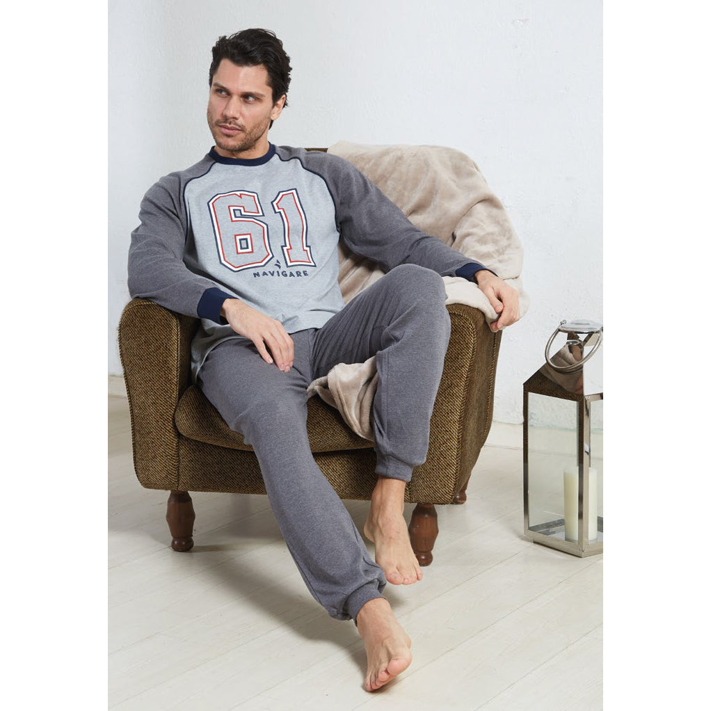 Pigiama uomo Navigare caldo cotone grigio 2141239