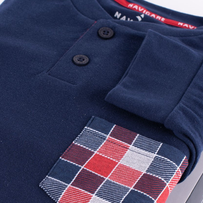 Pigiama uomo Navigare caldo cotone invernale 2141240 navy