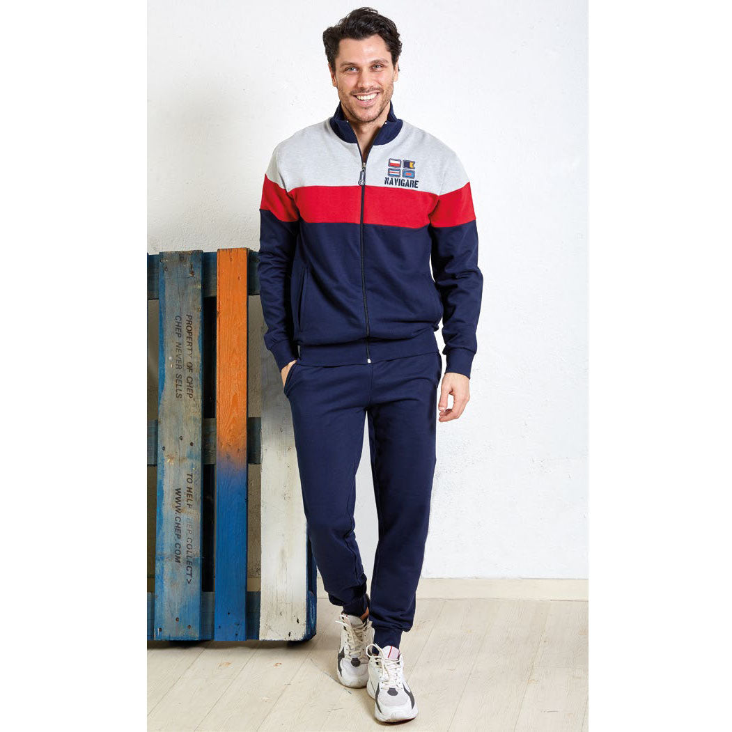 Tuta uomo Navigare B228327 aperta con zip cotone felpato caldo