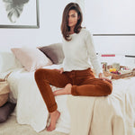 Pigiama donna Jadea 5136 caldo cotone velluto panna