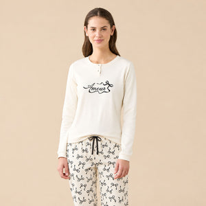 Pigiama donna in caldo cotone fiocchetti Noidinotte FA9739
