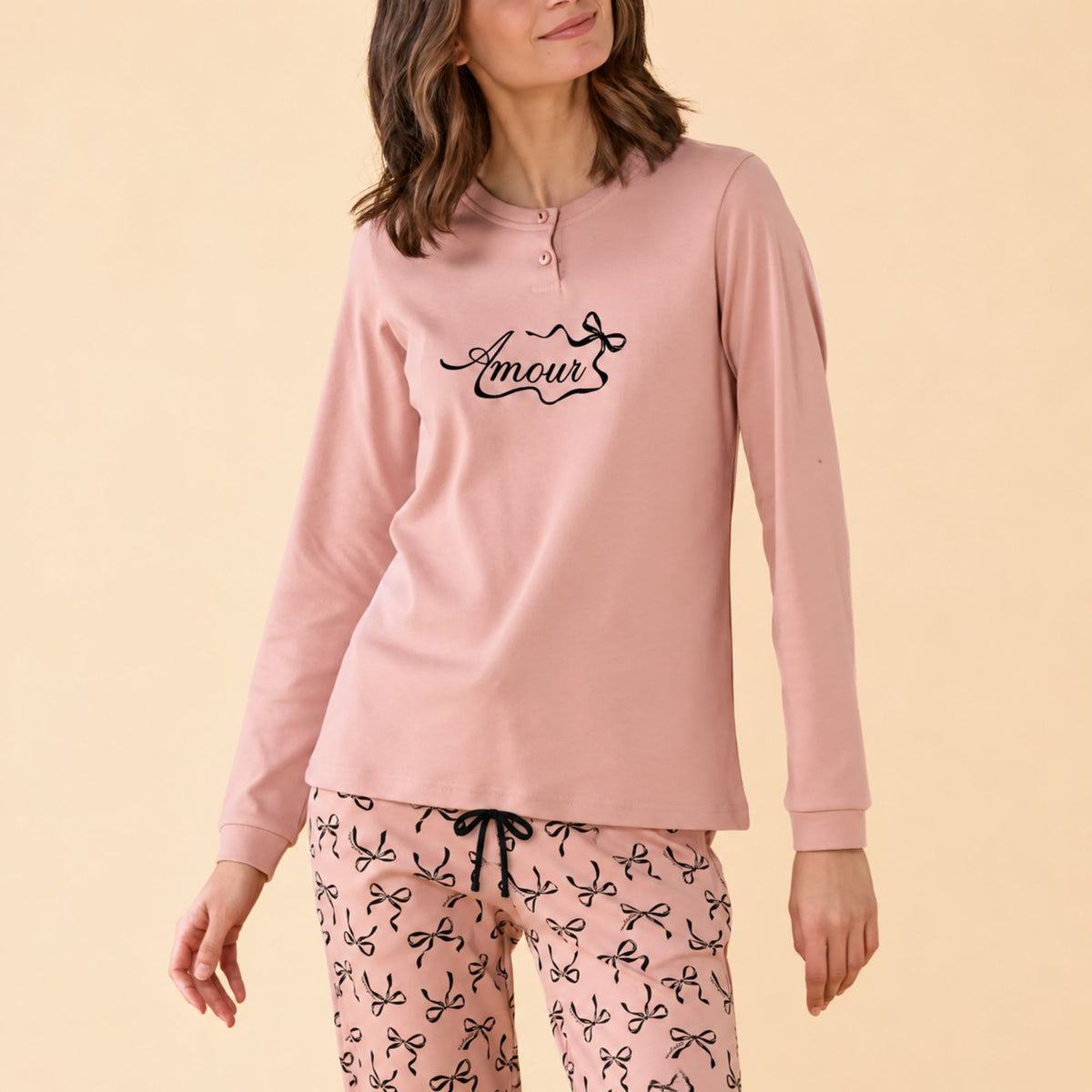 Pigiama donna in caldo cotone fiocchetti Noidinotte FA9739