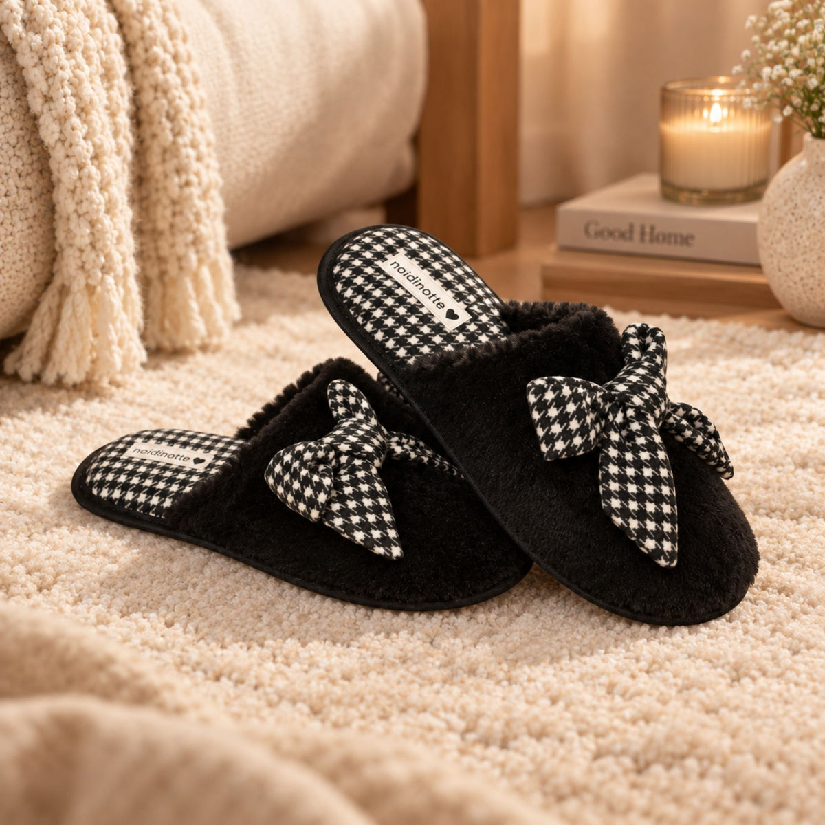 Pantofola in pelliccia con fiocco Noidinotte PF3294