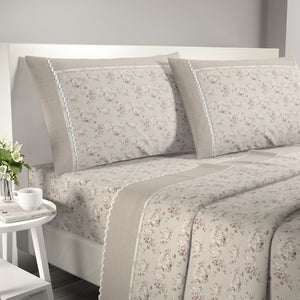 Lenzuola letto fantasia fiorata con smerlo Irge Praga Nova