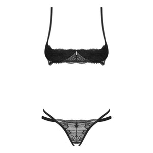Set sexy in pizzo con reggiseno shelf e perizoma cavallo aperto Obsessive Nutris