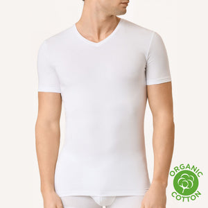 T-shirt uomo mezza manica scollo V cotone organico Golden Lady