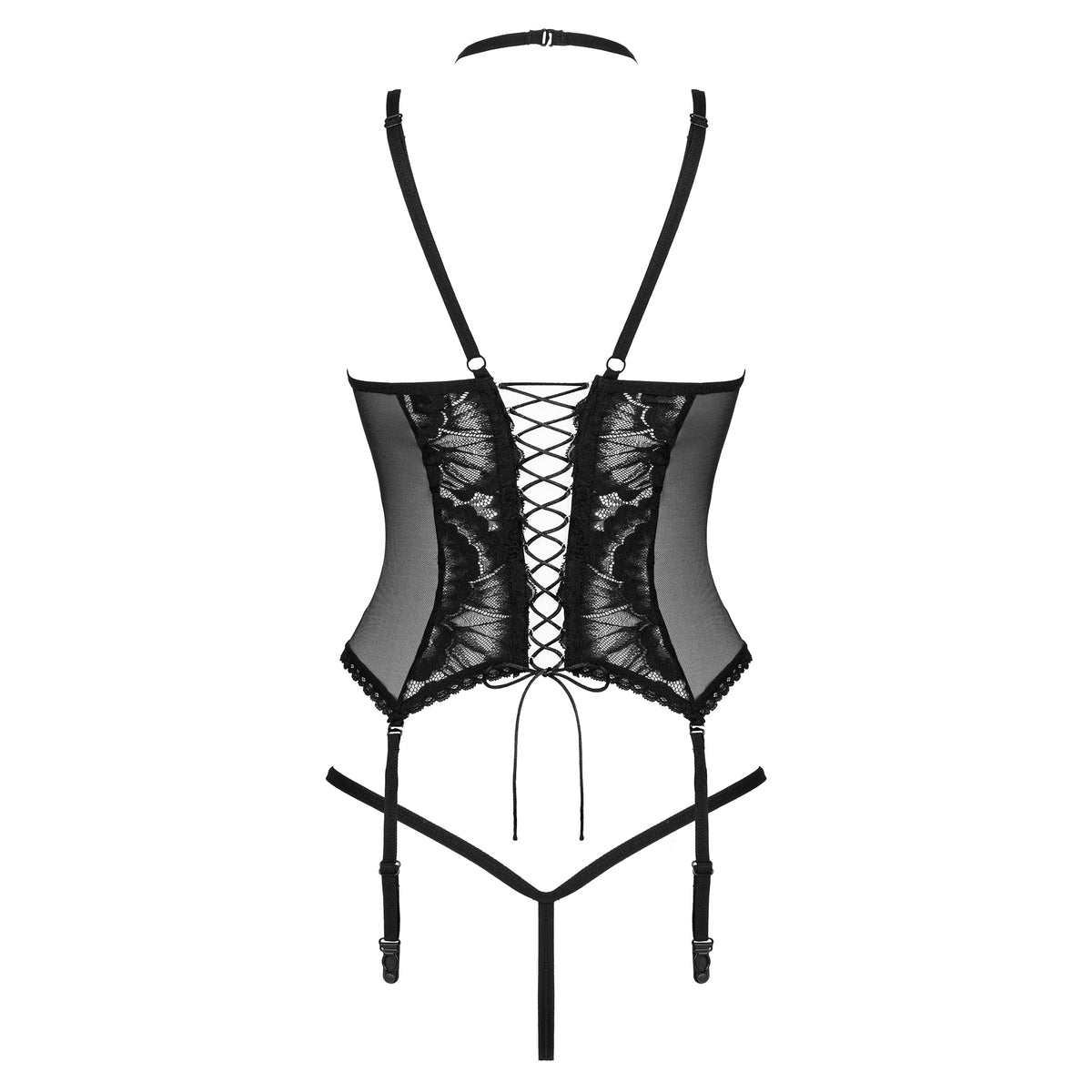 Corsetto ferretto sexy + reggicalze sganciabili + perizoma Obsessive Alessya