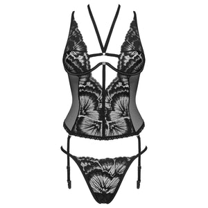 Corsetto ferretto sexy + reggicalze sganciabili + perizoma Obsessive Alessya
