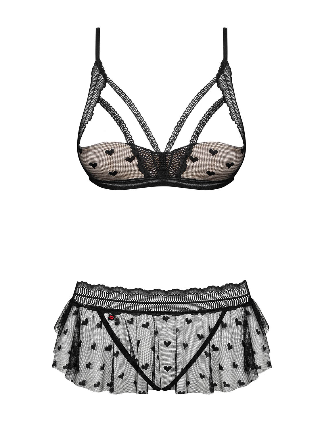 Set intimo aperto Heartia tulle cuori Obsessive
