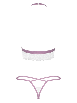Set bralette + perizoma sexy bianco lilla Obsessive Lilyanne