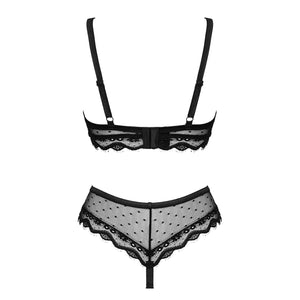 Completino intimo reggiseno con pizzo ciglia + perizoma Obsessive Marrbel 2pcs
